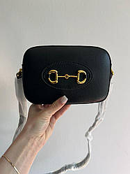 Жіноча сумка Гуччі чорна Gucci Black Horsebit 1955 Small Shoulder Bag