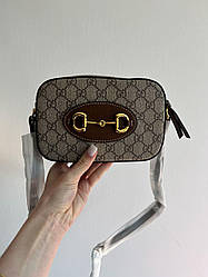 Жіноча сумка Гуччі коричнева Gucci Brown Horsebit 1955 Small Shoulder Bag