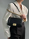 Жіноча сумка Шанель чорна Chanel Medium Boy Black/Gold, фото 2
