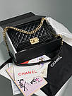 Жіноча сумка Шанель чорна Chanel Medium Boy Black/Gold, фото 3
