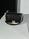 Жіноча сумка Шанель чорна Chanel Medium Boy Black/Gold, фото 5