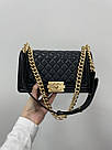 Жіноча сумка Шанель чорна Chanel Medium Boy Black/Gold, фото 8