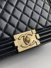 Жіноча сумка Шанель чорна Chanel Medium Boy Black/Gold, фото 9