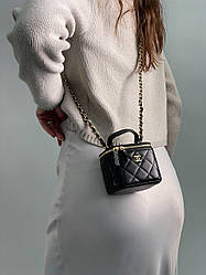 Жіноча сумка Шанель чорна Chanel Classic Black Lambskin Pearl Crush Mini