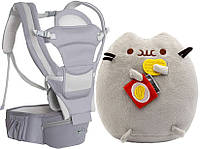 Хипсит эрго-рюкзак переноска и Пушин кэт с чипсами в лапках 15х18 см Baby Carrier 6 в 1 Серий ET, код: 7665246
