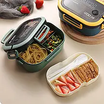 Ланч бокс Lunch 0236 на 1,2 л з окремими відсіками та приладами, Синьо-жовтий (WAN), фото 5