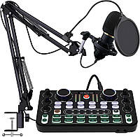 Микшерный комплект RUBEHOOW, интерфейс DJ-контроллера с микрофоном BM800 для живых выступлений, записи.