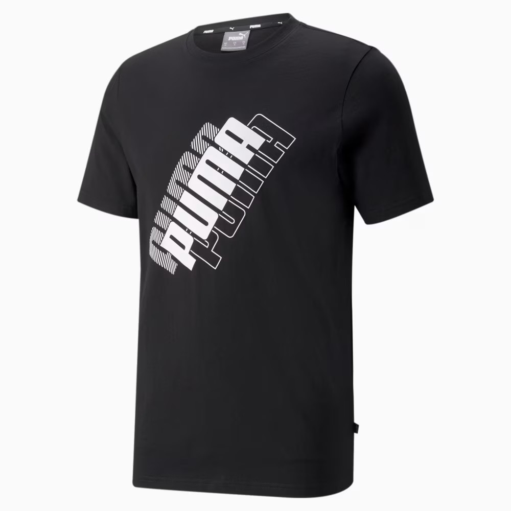 Футболка спортивна чоловіча Puma Power Logo Tee 847376 01 (чорна, бавовна 100%, повсякденна, бренд пума)