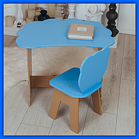 Класичний яскравий дитячий столик зі стільчиком, дитячий стіл стілець із нішами для навчання та творчості малюкові