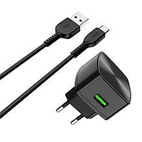 Мережевий зарядний пристрій HOCO C70A Cutting-edge single port QC3.0 charger set(Type-C) Black