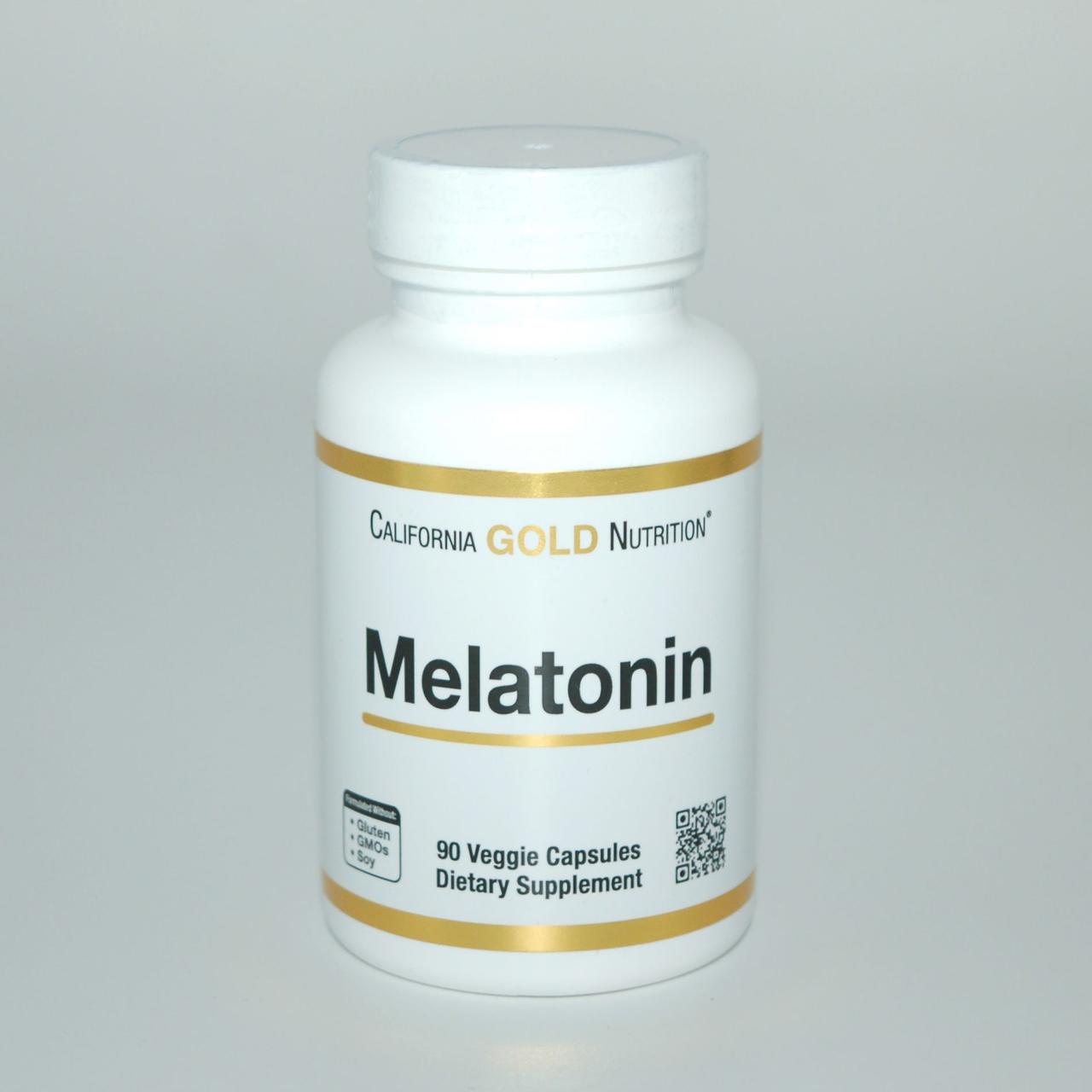 Мелатонін, California Gold Nutrition, 3 мг, 90 рослинних капсул
