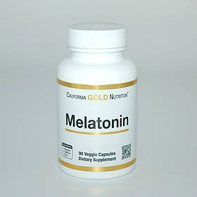 Мелатонін, California Gold Nutrition, 3 мг, 90 рослинних капсул