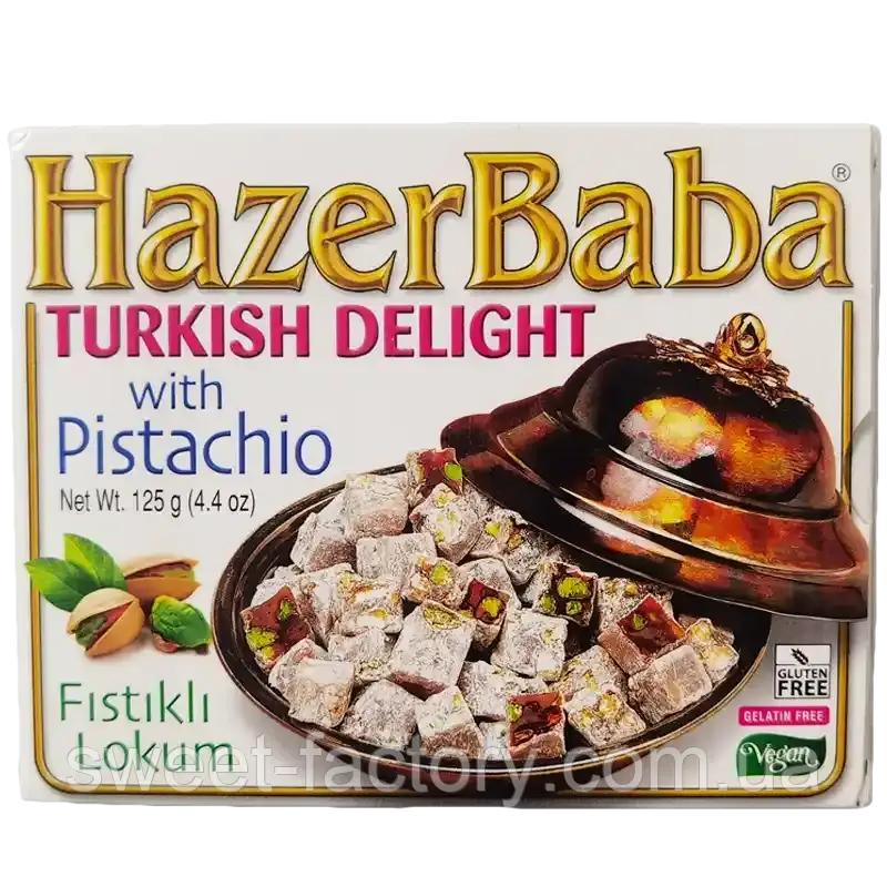 Рахат Лукум Hazer Baba Turkish Delight Pistachio Lokum 125g, фото 1