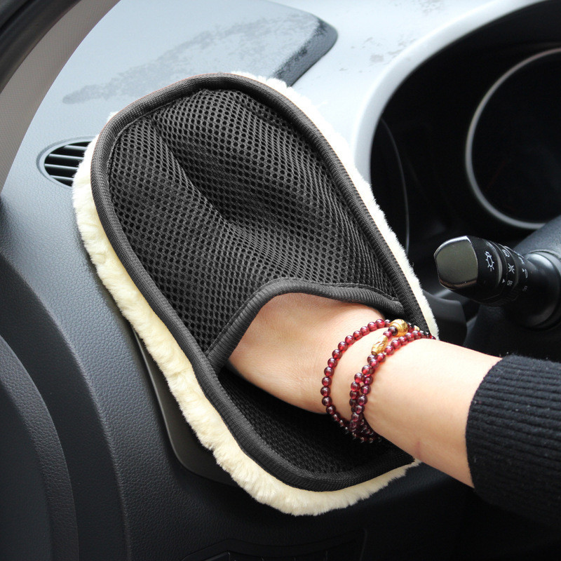 Мочалка рукавиця для миття та полірування авто, вікон, меблів Waxing Polish Glove Black, фото 1