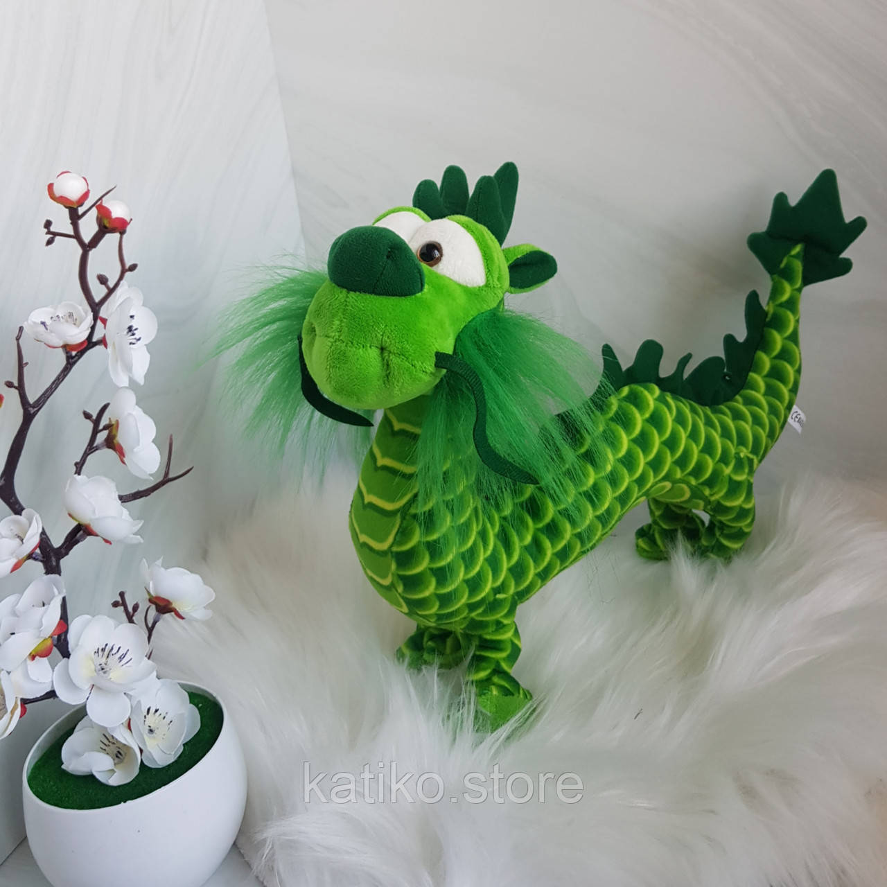 М'яка іграшка Дракон зелений, 40 см, подарунок на новий рік