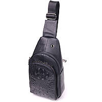 Мужская сумка слинг из натуральной фактурной кожи 21400 Vintage Черный ET, код: 8312483