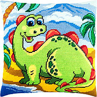 Набір для вишивання декоративної подушки Чарівниця Динозаврик 40×40 см V-227 UL, код: 7243179