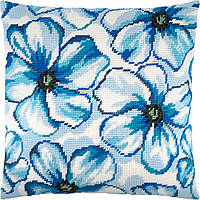 Набір для вишивання декоративної подушки Чарівниця Сині квіти 40×40 см V-239 UL, код: 7243191
