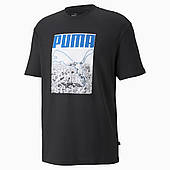 Футболка спортивна чоловіча Puma Photo Print Relaxed 845850 01 (чорна, бавовна 100%, повсякденна, бренд пума)