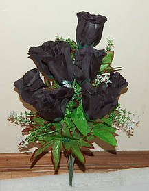 Т-336-1  Букет троянди  чорний 9 голів  44х8  см