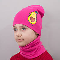 Детская шапка с хомутом КАНТА "Авокадо" размер 52-56 розовый (OC-826) lk