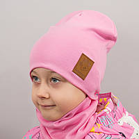 Детская шапка с хомутом КАНТА "Лапка" размер 48-52 розовый (OC-270) lk