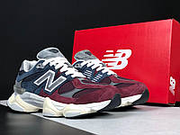 Женские стильные легкие кроссовки демисезонные New Balance 9060 синие с бордовым, новинка качественные