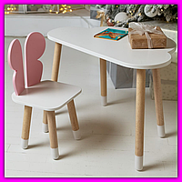 Дерев'яний набір меблів столик для творчості та стільчик, гарний яскравий комплект столик і стільчик для малюка