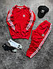 Весняний спортивний комплект Adidas Red світшот штани штани футболка блайзер шкарпетки Адидас червоний двухнить лампаси унісекс, фото 8