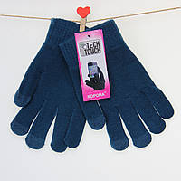 Перчатки женские с сенсорными пальцами шерстяные размер S-М осень-зима бирюзовый