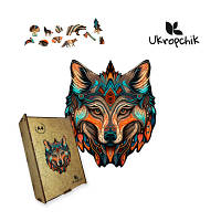 Пазл Ukropchik деревянный племенный волк А4 в коробке с набором-рамкой (Tribal Wolf A4) sl