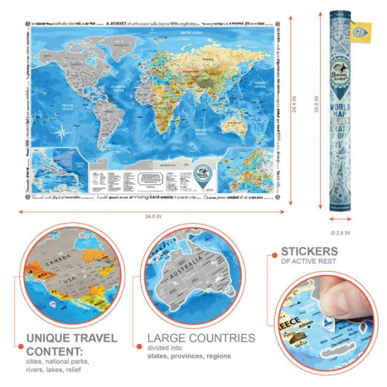 Скретч карта Discovery Map World на английском языке sl - фото 6 - id-p2175937054