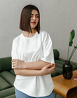 Женская базовая белая футболка из плотной ткани AT