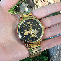 Патриотические механические часы скелетоны с картой Украины Patriot 022 Gold-Black Automatics Metall Не Забуду