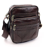 Компактная кожаная сумка мужская JZ AN-206 16,5x21x7-8 Коричневый UL, код: 8058104
