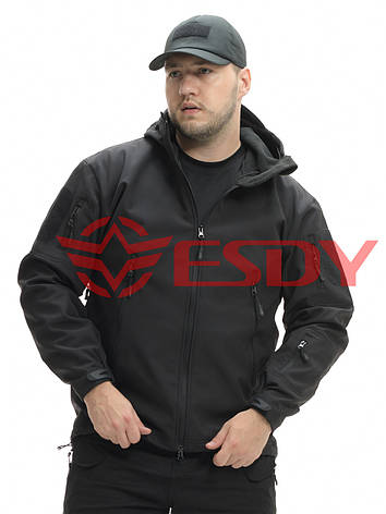 Куртка ESDY Softshell софтшел, тактична 01 Чорна, фото 2