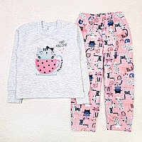 Пижама с принтом для девочки Dexters kittens 122 см розовый серый (131748469185) UL, код: 8336012