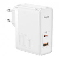 Зарядний пристрій Baseus GaN5 Pro Fast Universal USB-A/USB-C 100W white, фото 3