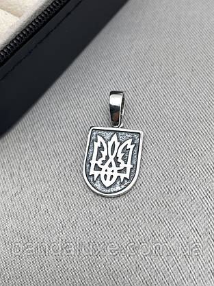 Підвіска срібна герб України Тризуб вогняний, підвіс, фото 4