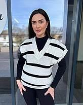 Стильна в'язана жилетка в смужку хіт продажів 2024, фото 3