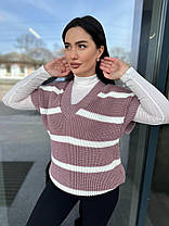 Стильна в'язана жилетка в смужку хіт продажів 2024, фото 2