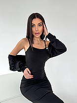Стильний костюм-плаття максі та укорочена кофта на блискавці, фото 4