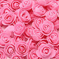 Пінна роза 3 см (50 шт) рожева штучні квіти, троянди декор