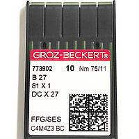 Иглы швейные для промышленных оверлоков Groz-Beckert DCx27, FFG/SES №75 (6770)
