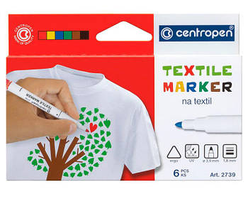 Маркер для тканини Centropen Textile набір 6кол 2мм 2739.6