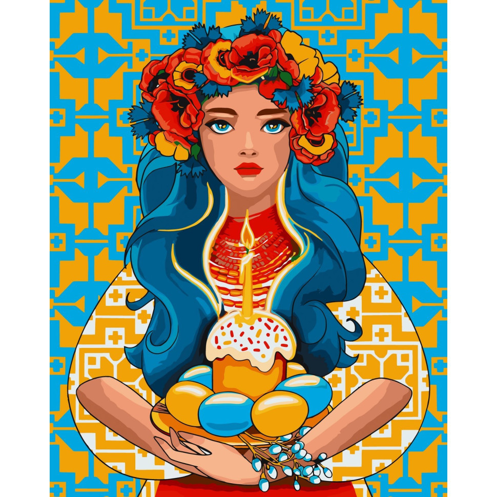 Картина за номерами Український сюжет. Дівчина на Великдень 40*50 см Art Craft 10063-AC