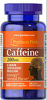 Кофеин Puritan's Pride Caffeine 200 mg 8-Hour Sustained Release, 60 капсул