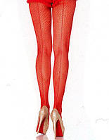 Колготки в сеточку с рубчиком, Leg Avenue Halloween Speical fishnet Backseam Panty Hose, O/S, красные