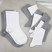 Набор носков женских 12 пар «White & Grey» с высокой резинкой хлопок премиум сегмент размер 35-38