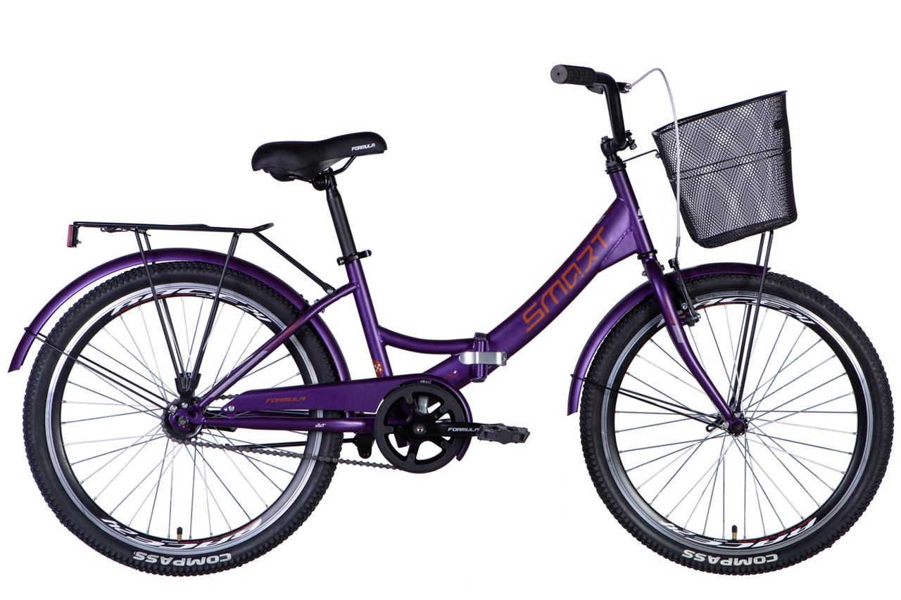 Велосипед 24" Formula SMART з корзиною 2024 рама - 15" фіолетовий